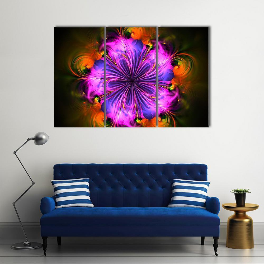 Colorful Fractal Artwork Canvas Wall Art-3 Horizontal-Gallery Wrap-37" x 24"-Tiaracle