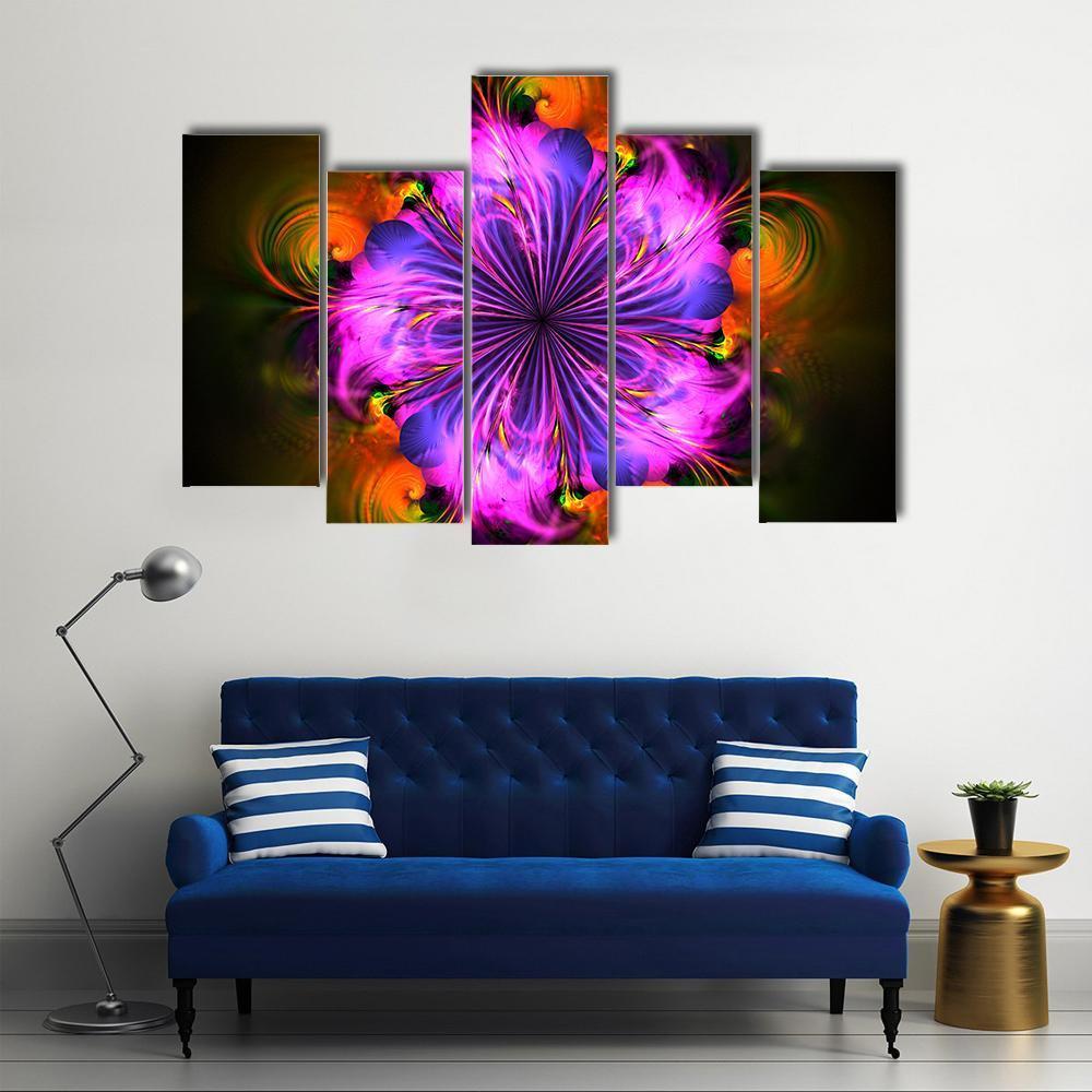 Colorful Fractal Artwork Canvas Wall Art-5 Pop-Gallery Wrap-47" x 32"-Tiaracle