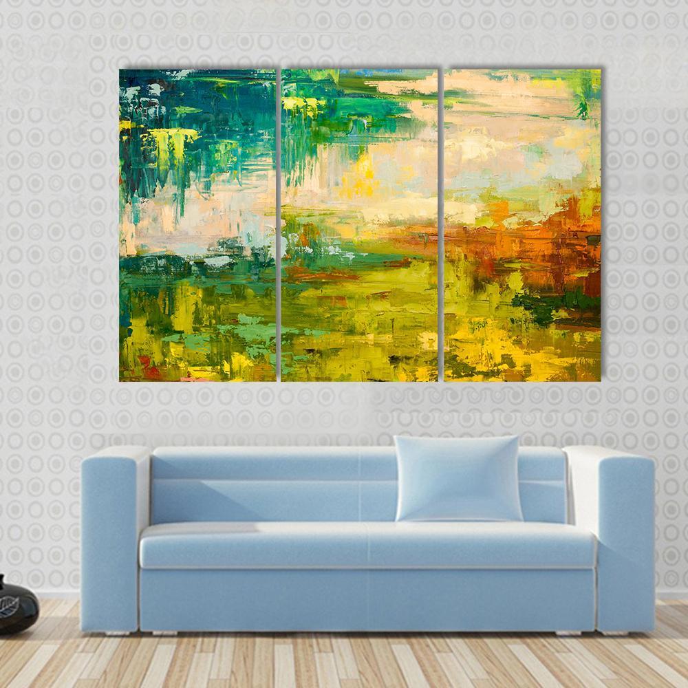 Colorful Hand Drawn Oil Painting Canvas Wall Art-3 Horizontal-Gallery Wrap-37" x 24"-Tiaracle