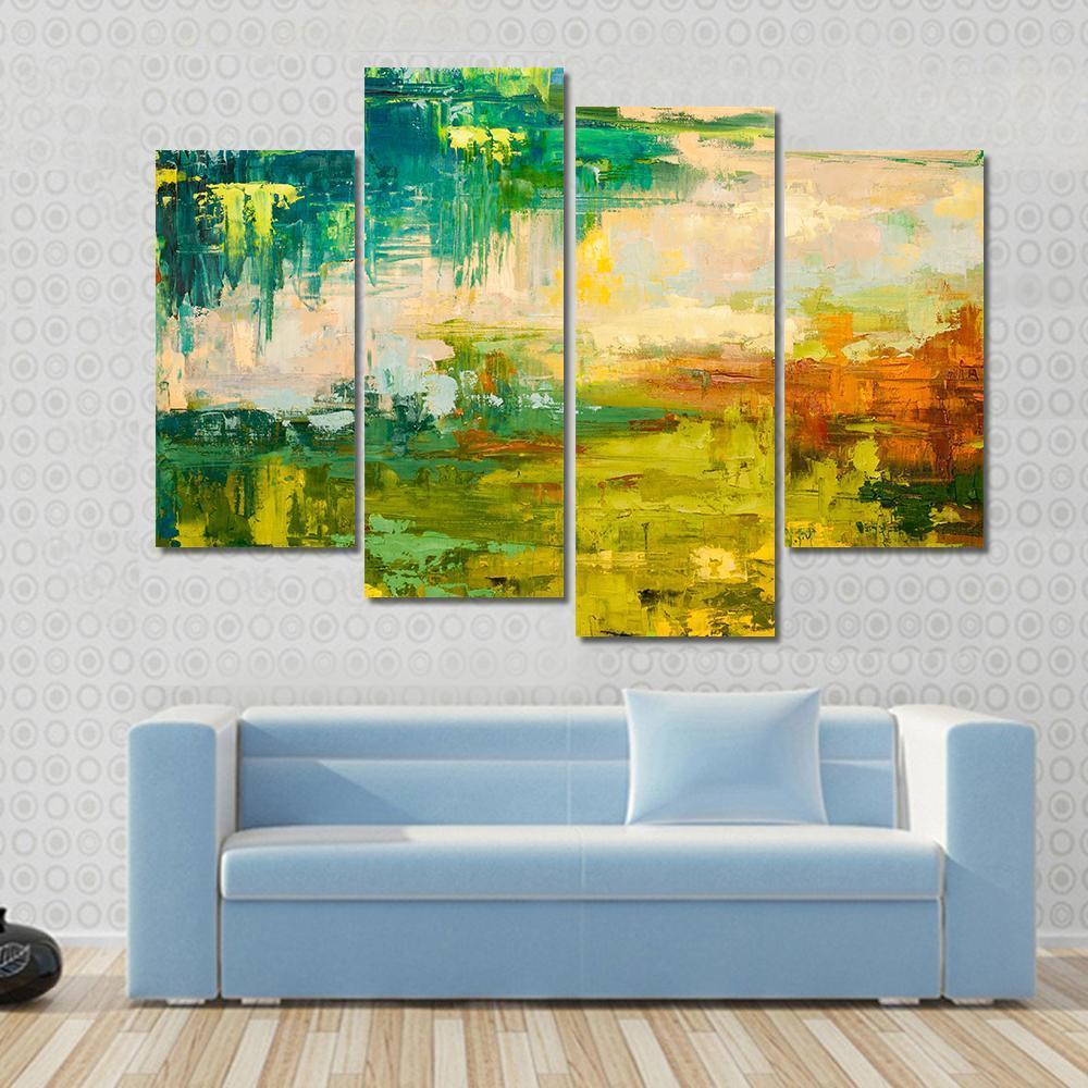 Colorful Hand Drawn Oil Painting Canvas Wall Art-4 Pop-Gallery Wrap-50" x 32"-Tiaracle