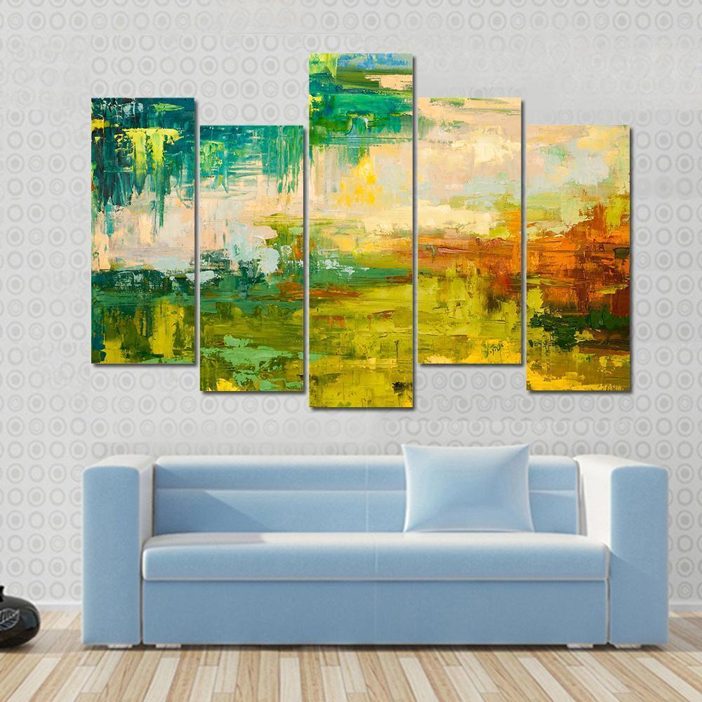 Colorful Hand Drawn Oil Painting Canvas Wall Art-5 Pop-Gallery Wrap-47" x 32"-Tiaracle