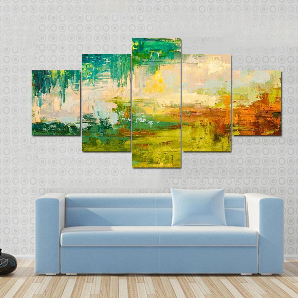 Colorful Hand Drawn Oil Painting Canvas Wall Art-5 Star-Gallery Wrap-62" x 32"-Tiaracle
