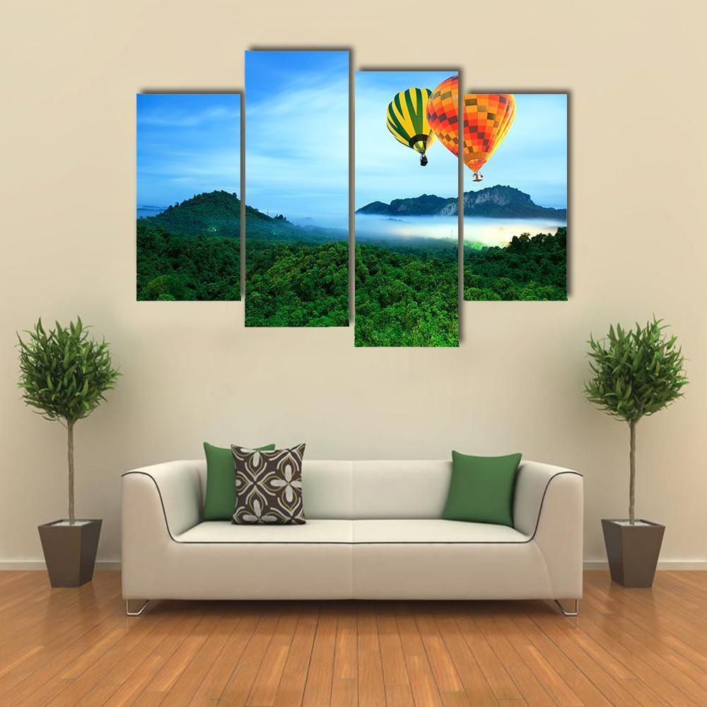 Colorful Hot Air Balloons Canvas Wall Art-4 Pop-Gallery Wrap-50&quot; x 32&quot;-Tiaracle