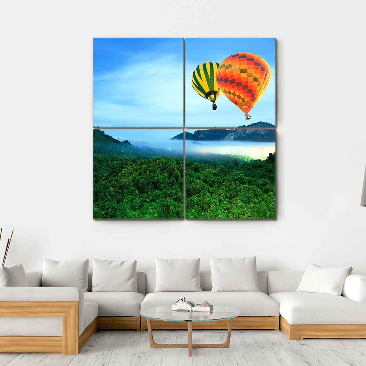 Colorful Hot Air Balloons Canvas Wall Art-4 Square-Gallery Wrap-17" x 17"-Tiaracle