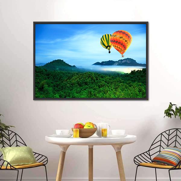 Colorful Hot Air Balloons Canvas Wall Art-1 Piece-Floating Frame-24&quot; x 16&quot;-Tiaracle