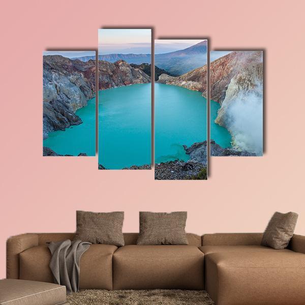 Colorful Ijen Volcano Canvas Wall Art-4 Pop-Gallery Wrap-50" x 32"-Tiaracle