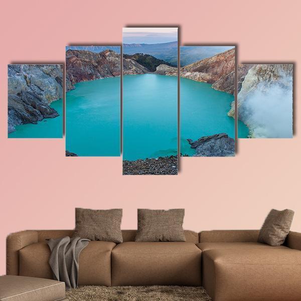 Colorful Ijen Volcano Canvas Wall Art-4 Pop-Gallery Wrap-50" x 32"-Tiaracle