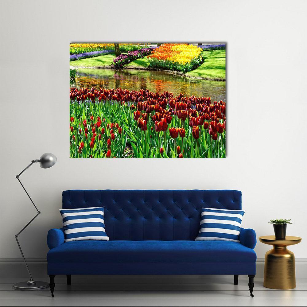 Colorful Keukenhof Garden Canvas Wall Art-1 Piece-Gallery Wrap-36" x 24"-Tiaracle