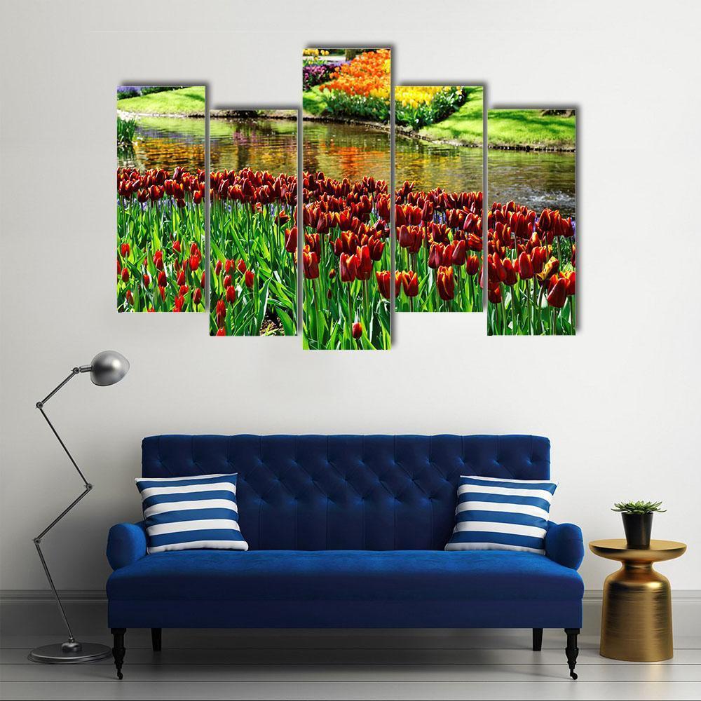 Colorful Keukenhof Garden Canvas Wall Art-4 Pop-Gallery Wrap-50" x 32"-Tiaracle
