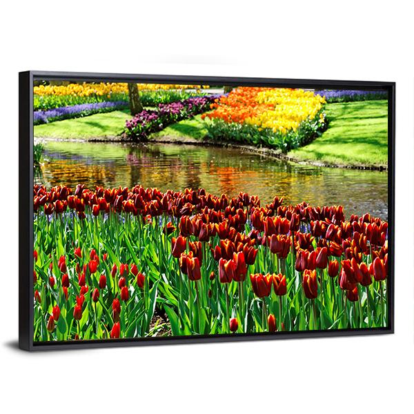 Colorful Keukenhof Garden Canvas Wall Art-3 Horizontal-Gallery Wrap-25" x 16"-Tiaracle
