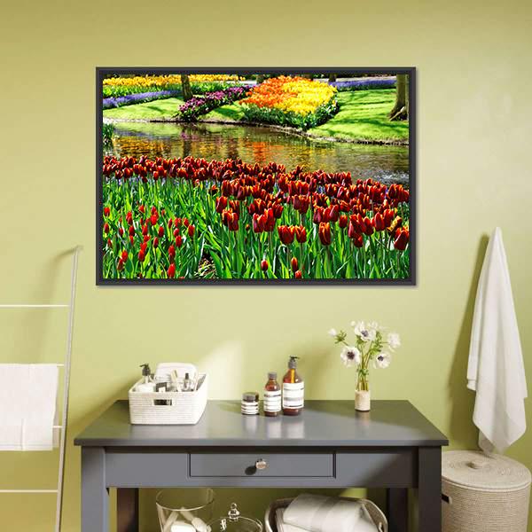 Colorful Keukenhof Garden Canvas Wall Art-3 Horizontal-Gallery Wrap-25" x 16"-Tiaracle
