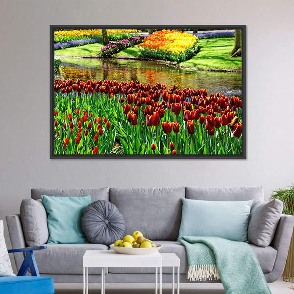 Colorful Keukenhof Garden Canvas Wall Art-3 Horizontal-Gallery Wrap-25" x 16"-Tiaracle