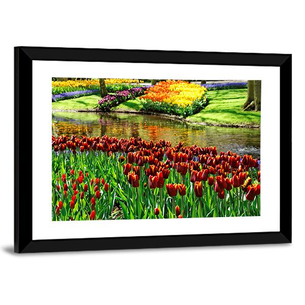 Colorful Keukenhof Garden Canvas Wall Art-3 Horizontal-Gallery Wrap-25" x 16"-Tiaracle