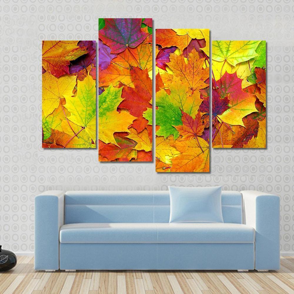Colorful Leaves Canvas Wall Art-4 Pop-Gallery Wrap-50" x 32"-Tiaracle