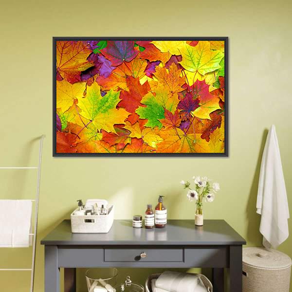 Colorful Leaves Canvas Wall Art-3 Horizontal-Gallery Wrap-25" x 16"-Tiaracle