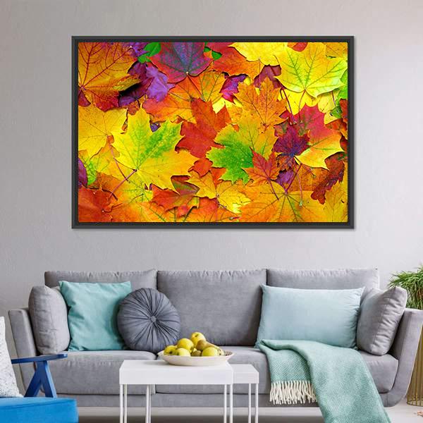 Colorful Leaves Canvas Wall Art-3 Horizontal-Gallery Wrap-25" x 16"-Tiaracle