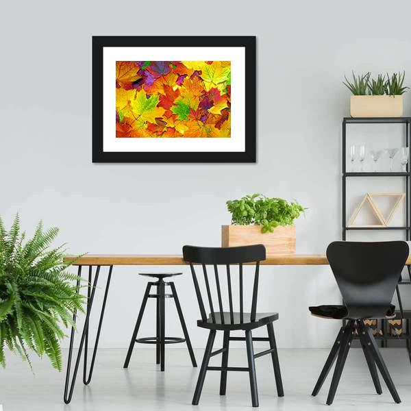 Colorful Leaves Canvas Wall Art-3 Horizontal-Gallery Wrap-25" x 16"-Tiaracle