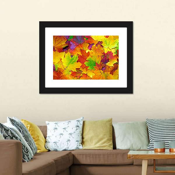 Colorful Leaves Canvas Wall Art-1 Piece-Framed Print-20" x 16"-Tiaracle