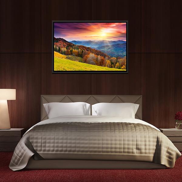 Colorful Mountain At Sunset Canvas Wall Art-5 Horizontal-Gallery Wrap-22" x 12"-Tiaracle