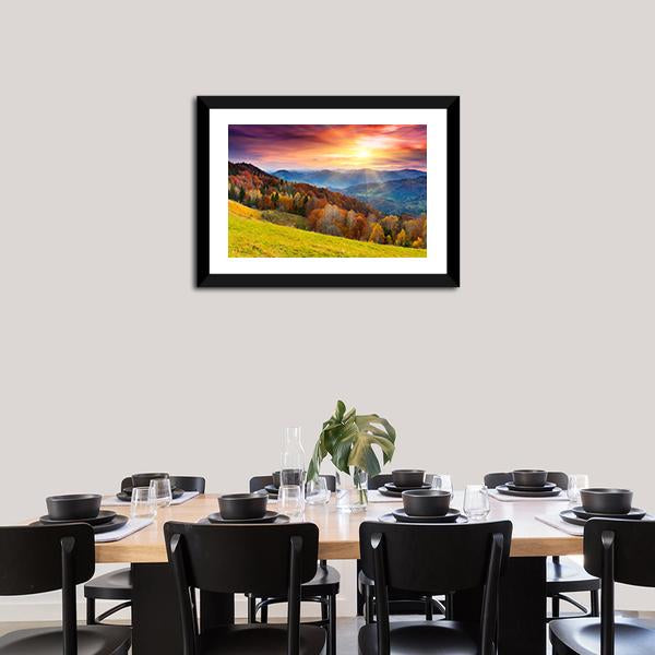 Colorful Mountain At Sunset Canvas Wall Art-5 Horizontal-Gallery Wrap-22" x 12"-Tiaracle