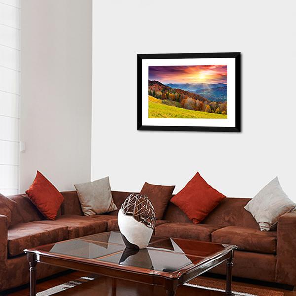 Colorful Mountain At Sunset Canvas Wall Art-3 Horizontal-Gallery Wrap-25" x 16"-Tiaracle