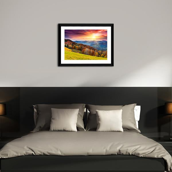 Colorful Mountain At Sunset Canvas Wall Art-3 Horizontal-Gallery Wrap-25" x 16"-Tiaracle