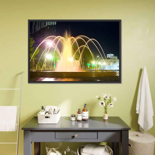 Colorful Musical Fountains Canvas Wall Art-5 Horizontal-Gallery Wrap-22" x 12"-Tiaracle
