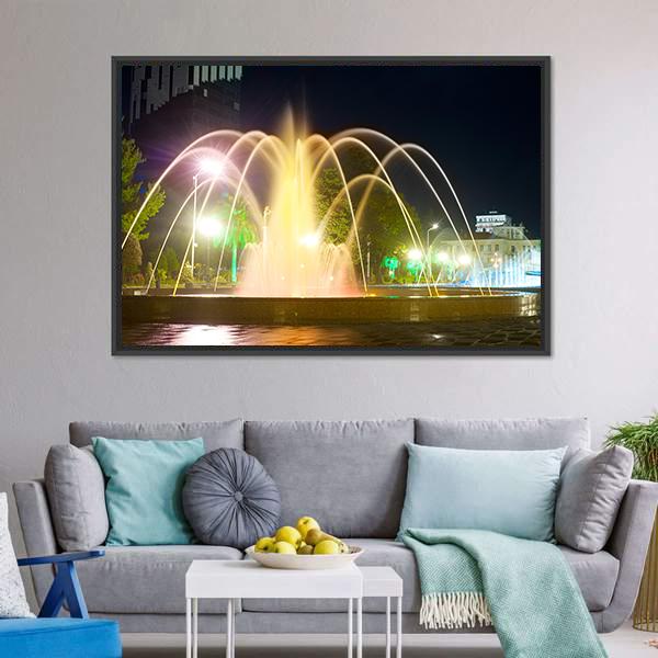 Colorful Musical Fountains Canvas Wall Art-5 Horizontal-Gallery Wrap-22" x 12"-Tiaracle