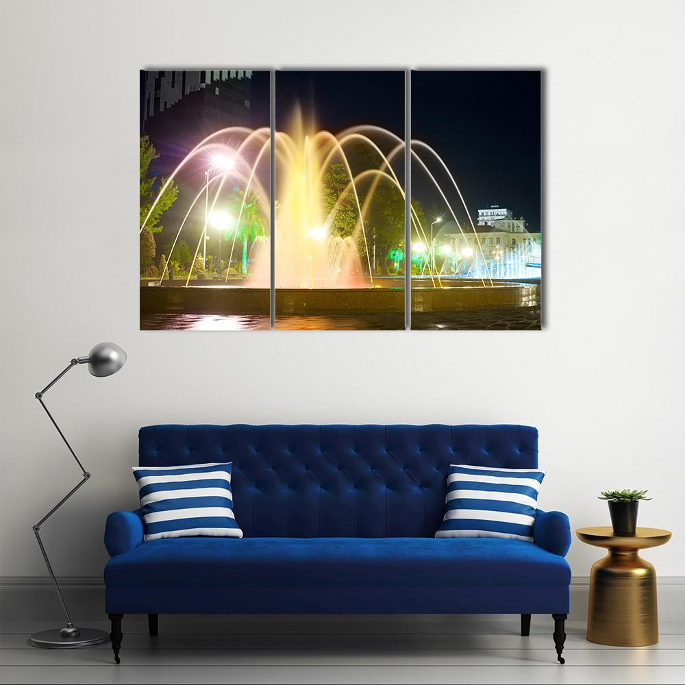 Colorful Musical Fountains Canvas Wall Art-3 Horizontal-Gallery Wrap-37" x 24"-Tiaracle
