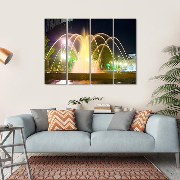 Colorful Musical Fountains Canvas Wall Art-4 Horizontal-Gallery Wrap-34" x 24"-Tiaracle