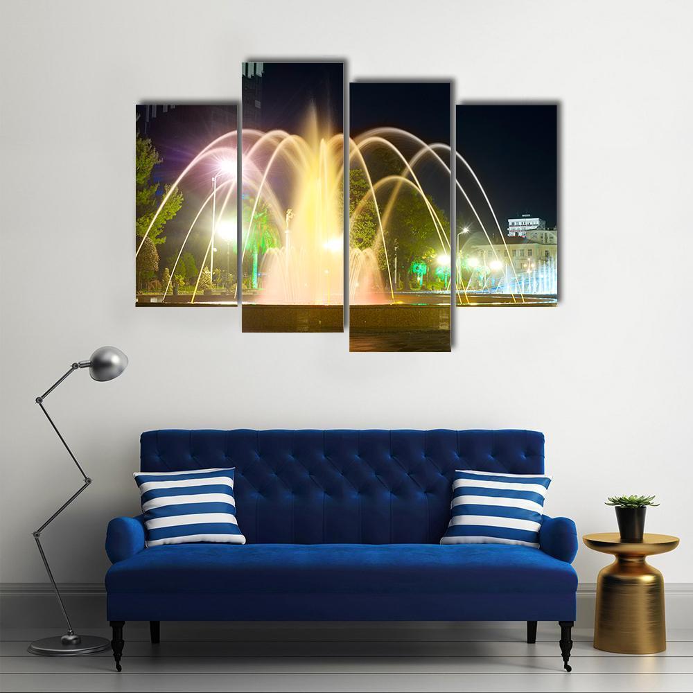 Colorful Musical Fountains Canvas Wall Art-4 Pop-Gallery Wrap-50" x 32"-Tiaracle