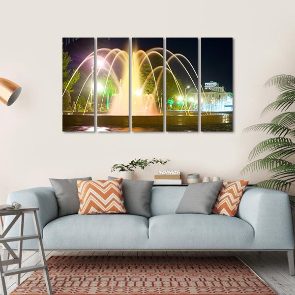 Colorful Musical Fountains Canvas Wall Art-5 Horizontal-Gallery Wrap-22" x 12"-Tiaracle