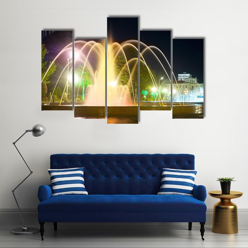 Colorful Musical Fountains Canvas Wall Art-5 Pop-Gallery Wrap-47" x 32"-Tiaracle