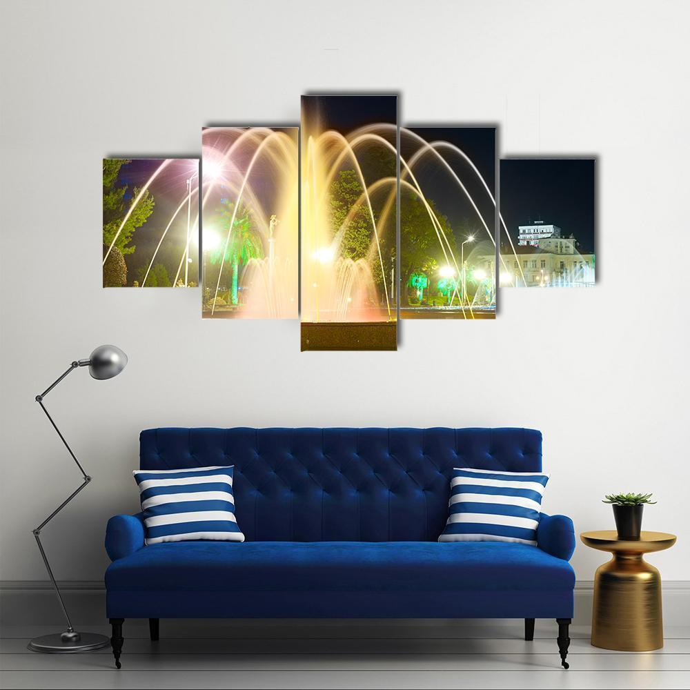 Colorful Musical Fountains Canvas Wall Art-4 Pop-Gallery Wrap-50" x 32"-Tiaracle