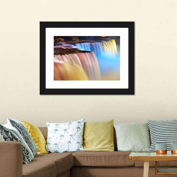 Colorful Niagara Falls Canvas Wall Art-1 Piece-Framed Print-20" x 16"-Tiaracle