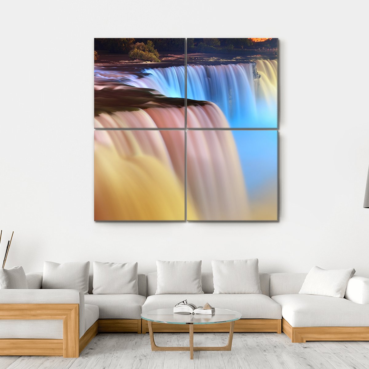 Colorful Niagara Falls Canvas Wall Art-4 Square-Gallery Wrap-17" x 17"-Tiaracle