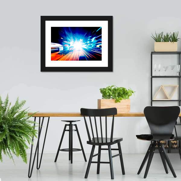 Colorful Night Traffic Canvas Wall Art-3 Horizontal-Gallery Wrap-25" x 16"-Tiaracle
