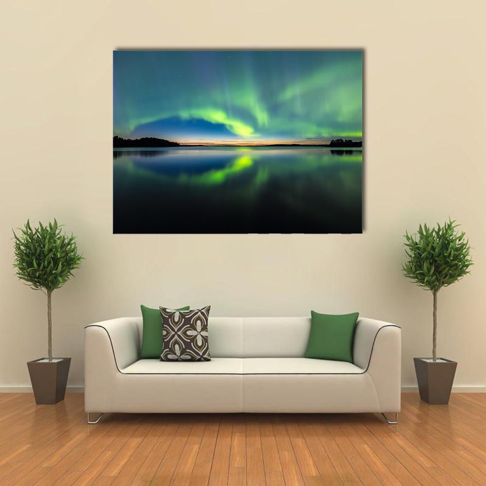 Northern Lights In Sky Canvas Wall Art-1 Piece-Gallery Wrap-36" x 24"-Tiaracle