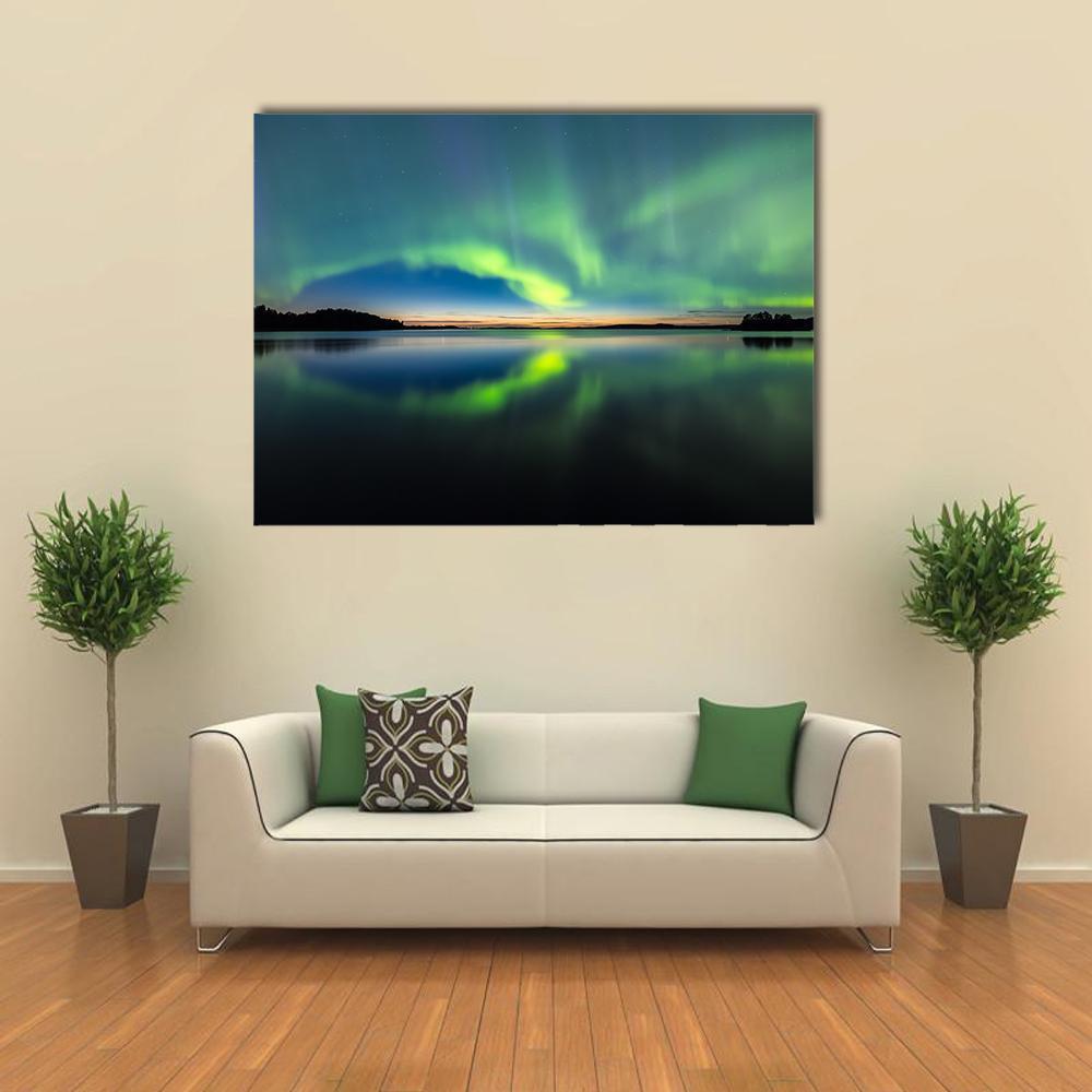 Northern Lights In Sky Canvas Wall Art-4 Horizontal-Gallery Wrap-34" x 24"-Tiaracle