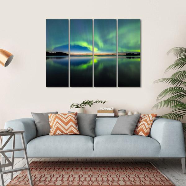 Northern Lights In Sky Canvas Wall Art-4 Horizontal-Gallery Wrap-34" x 24"-Tiaracle