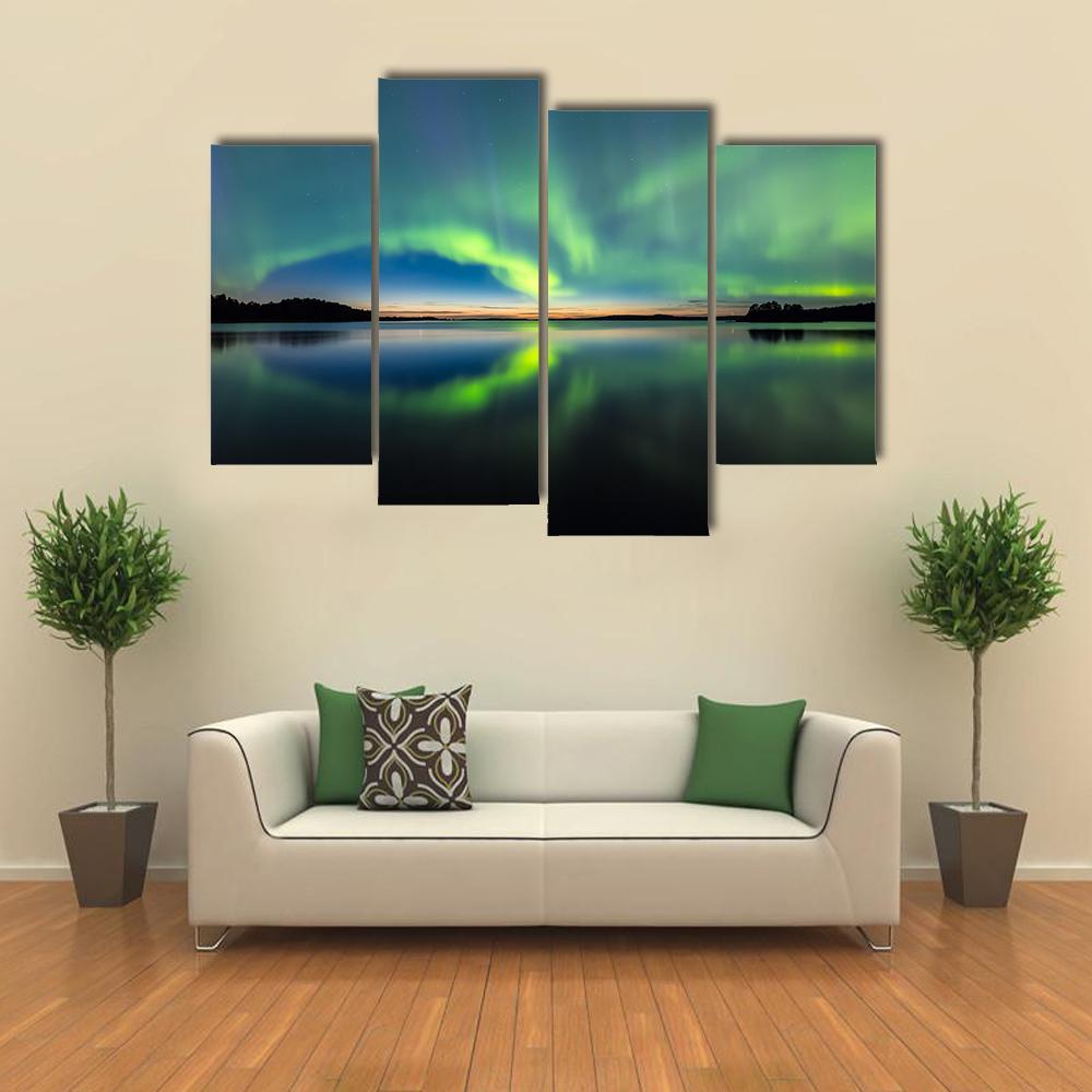 Northern Lights In Sky Canvas Wall Art-4 Pop-Gallery Wrap-50" x 32"-Tiaracle