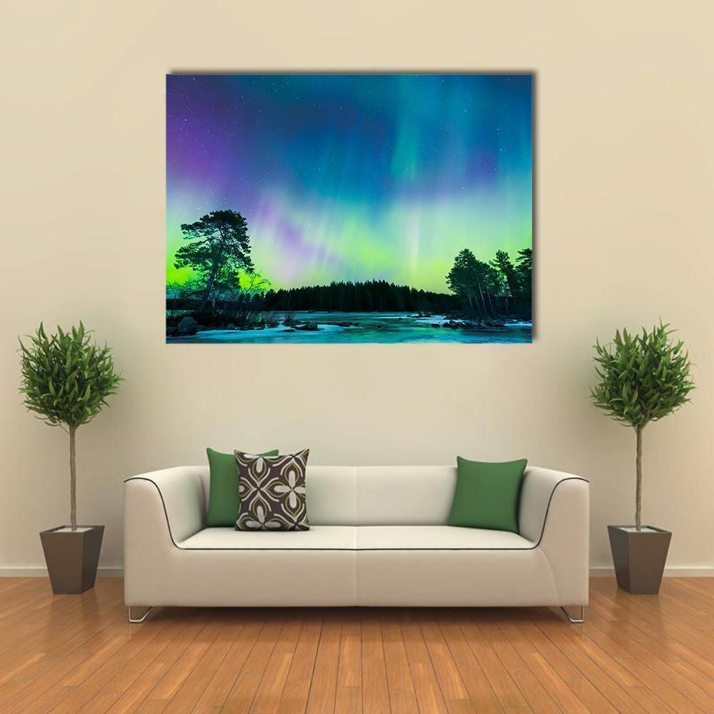 Colorful Northern Lights Canvas Wall Art-5 Pop-Gallery Wrap-47" x 32"-Tiaracle