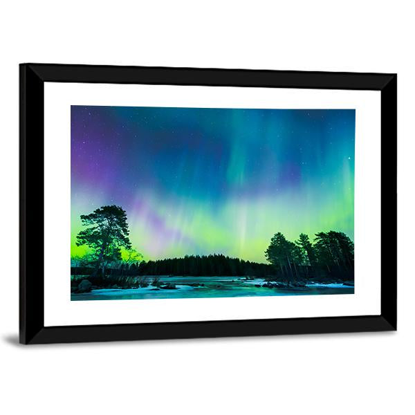 Colorful Northern Lights Panoramic Canvas Wall Art-1 Piece-36" x 12"-Tiaracle