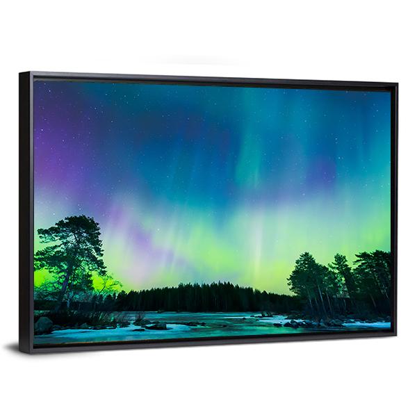 Colorful Northern Lights Panoramic Canvas Wall Art-1 Piece-36" x 12"-Tiaracle