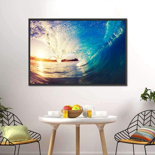 Colorful Ocean Wave Canvas Wall Art-1 Piece-Floating Frame-24" x 16"-Tiaracle