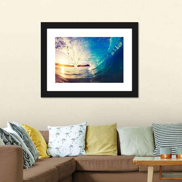 Colorful Ocean Wave Canvas Wall Art-1 Piece-Framed Print-20" x 16"-Tiaracle
