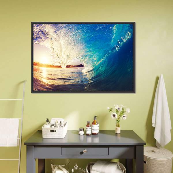 Colorful Ocean Wave Canvas Wall Art-5 Horizontal-Gallery Wrap-22" x 12"-Tiaracle