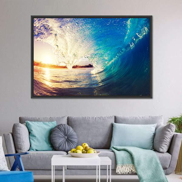 Colorful Ocean Wave Canvas Wall Art-5 Horizontal-Gallery Wrap-22" x 12"-Tiaracle