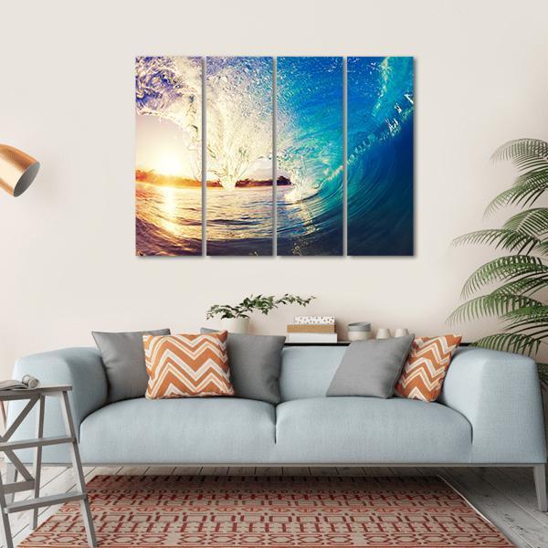 Colorful Ocean Wave Canvas Wall Art-4 Horizontal-Gallery Wrap-34" x 24"-Tiaracle