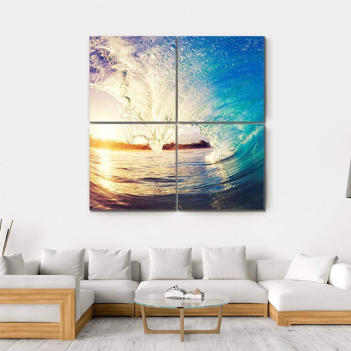 Colorful Ocean Wave Canvas Wall Art-4 Square-Gallery Wrap-17" x 17"-Tiaracle